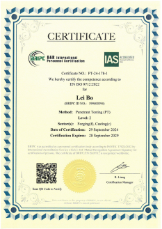 NDT PT certificate